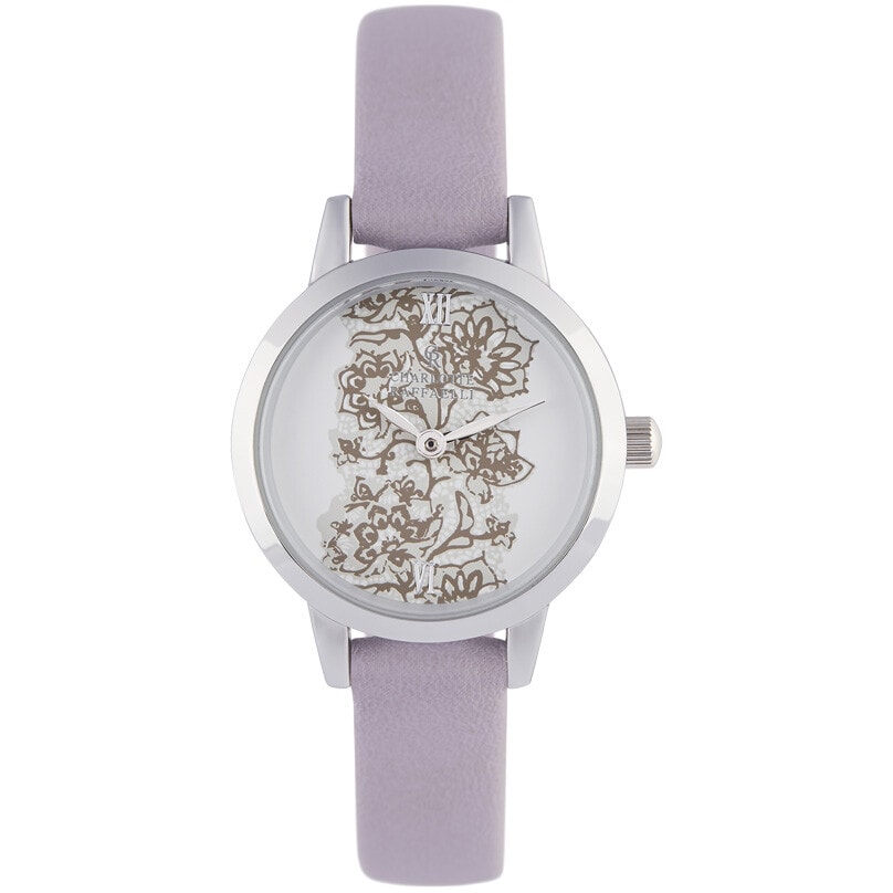 Montre - Résine violette & argenté - Cadran motif la romance - 36 mm