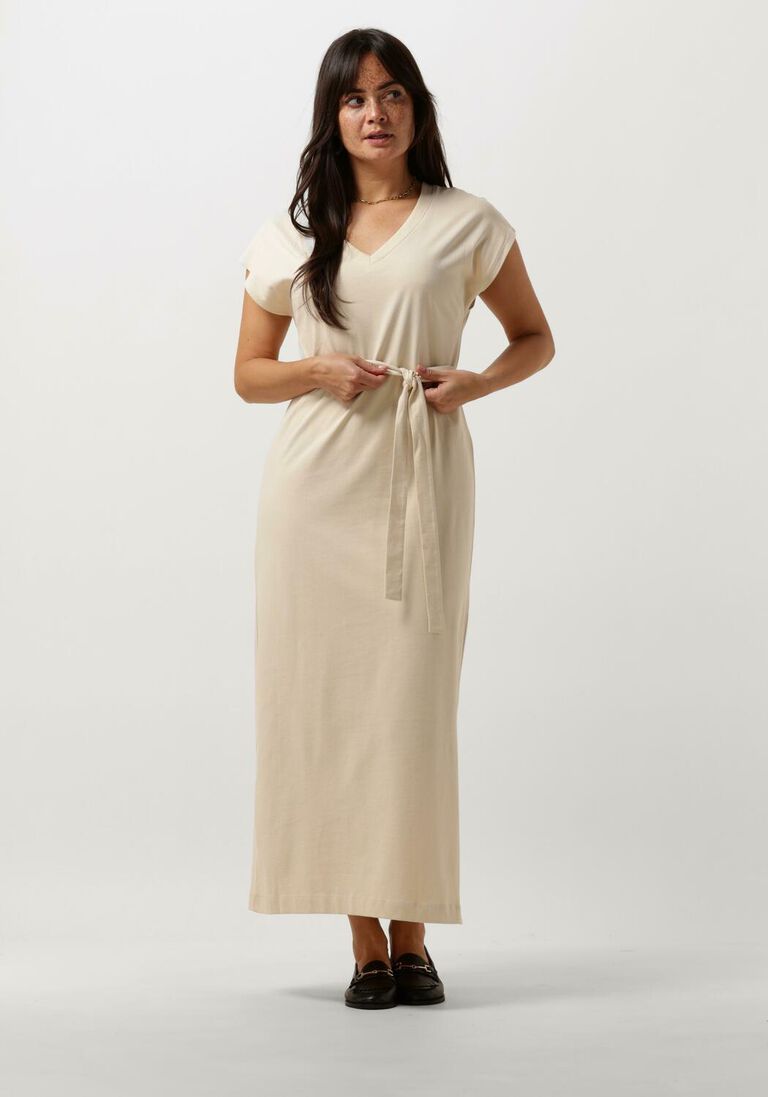 SELECTED FEMME beige selected femme midi jurk slfessential sl v-neck ankle dress noos