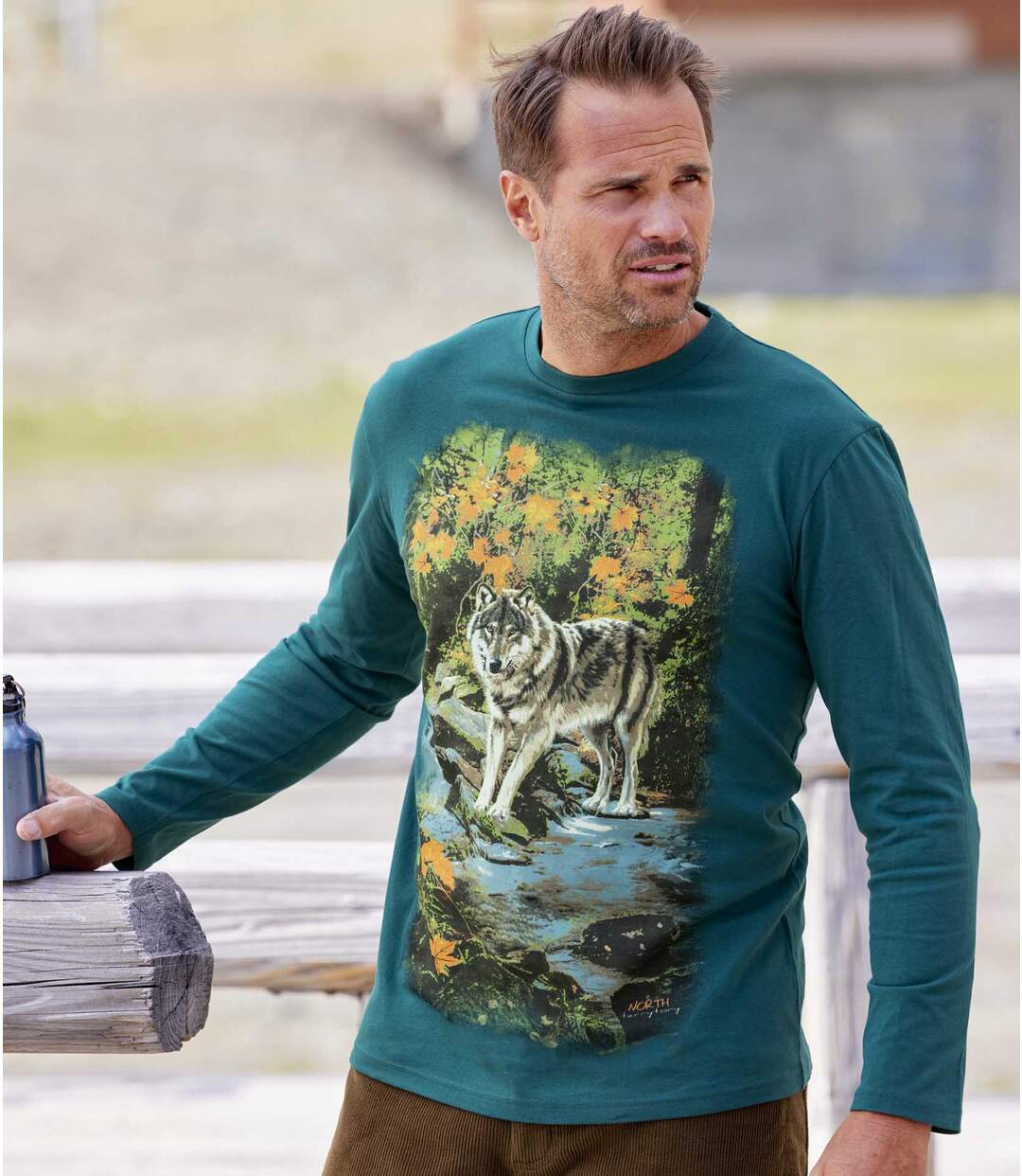 Lot de 2 Tee-Shirts Manches Longues Imprimé Loups