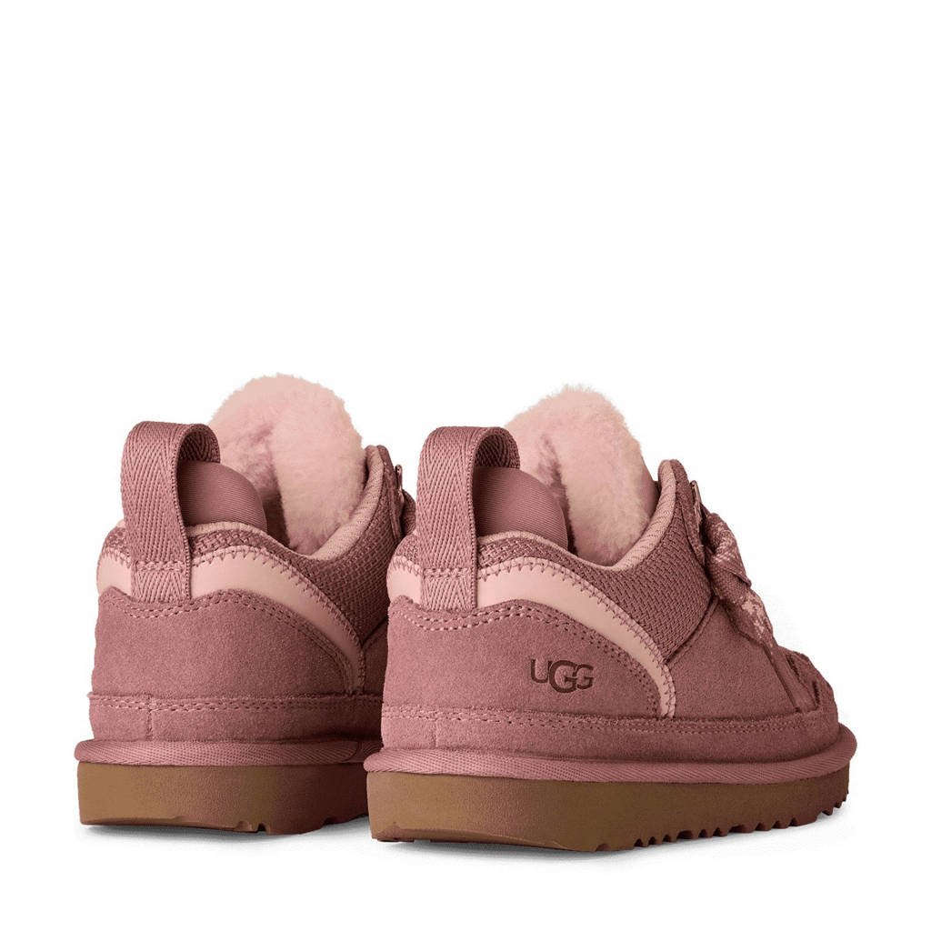 UGG K Lowmelgevoerde suède veterschoenen roze