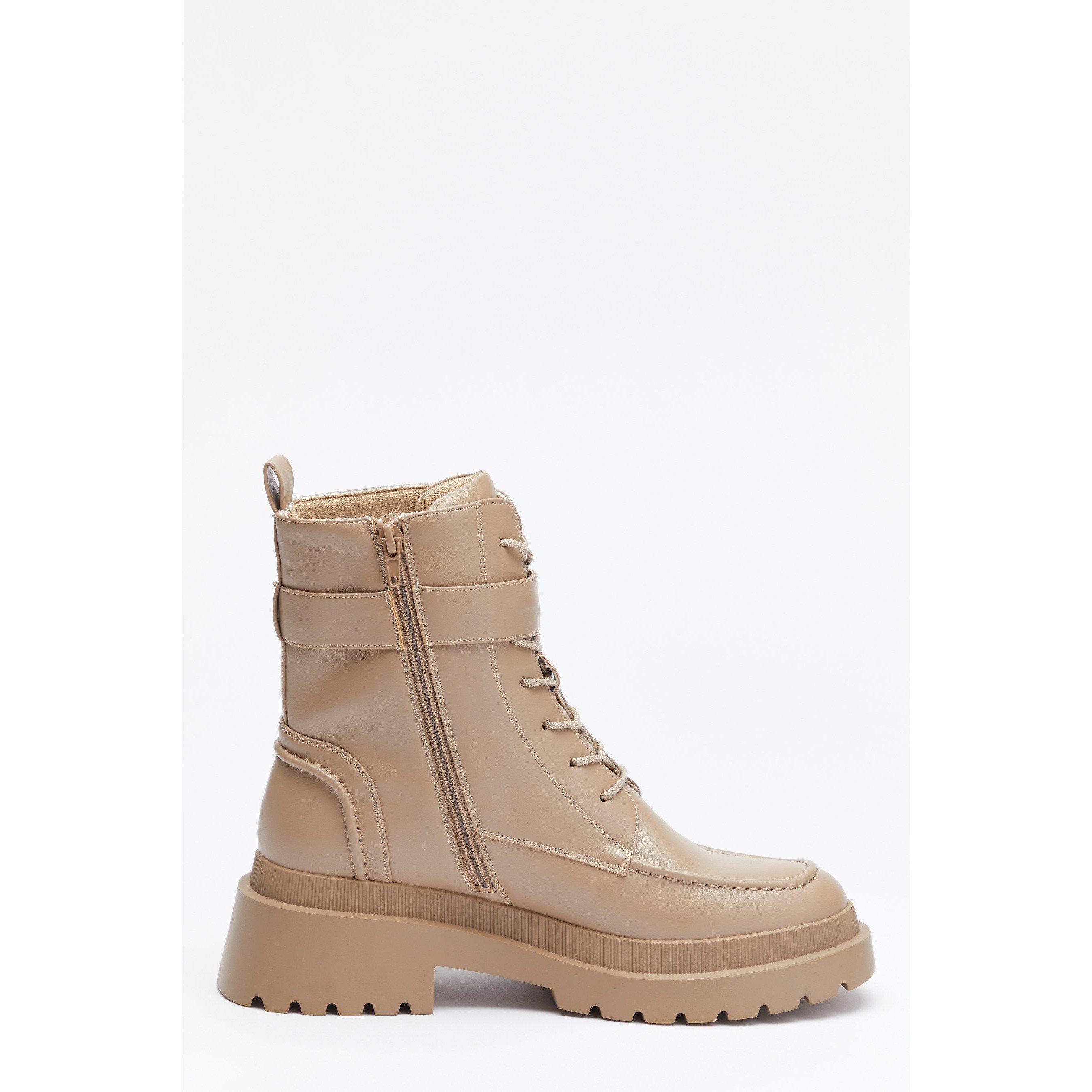 Be You Studio High Cut Lace Up Buckle Biker Boot