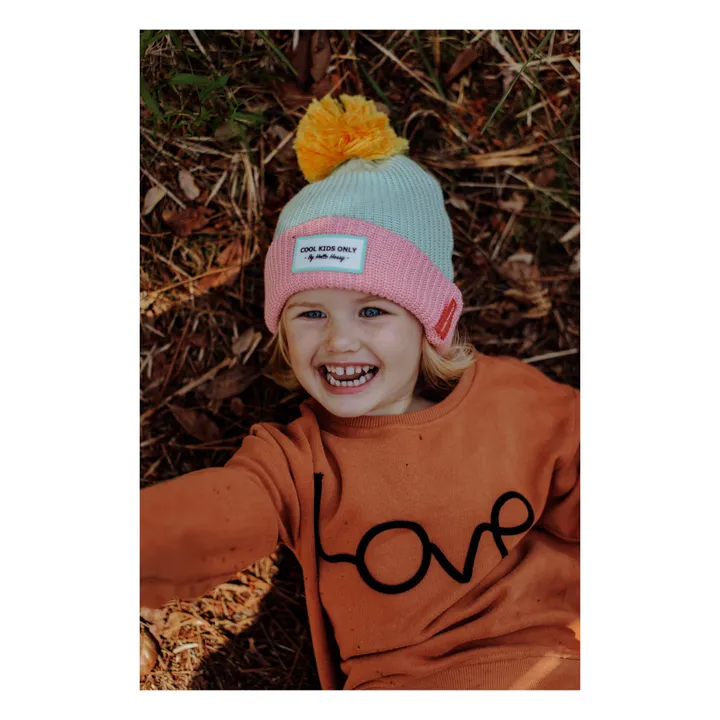 Hello Hossy Bonnet Colorblock Coton Bio | Bleu Vert