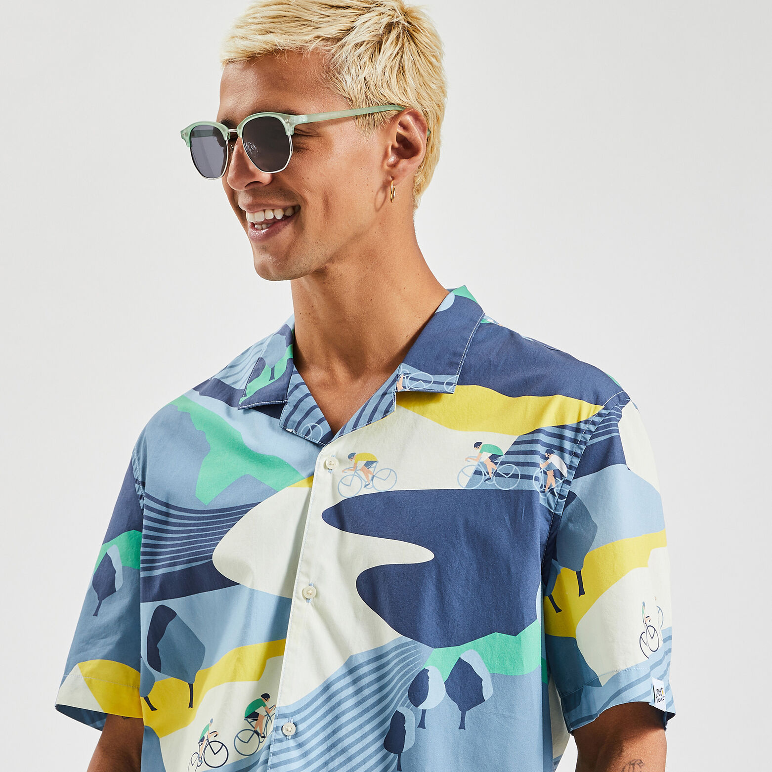 Chemisette regular licence Tour de France coton bi Bleu