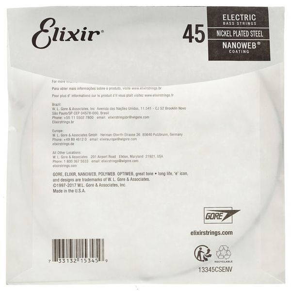 Elixir .045 El. Bass Single String