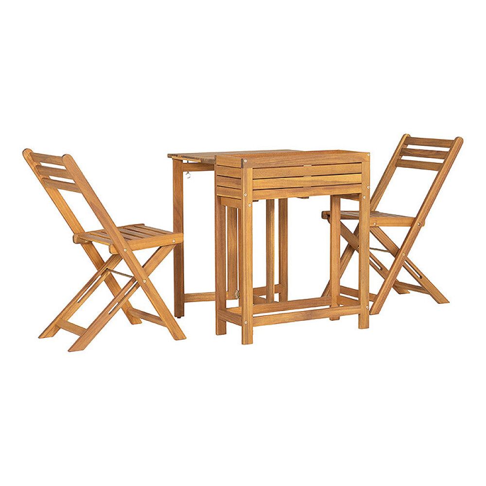 CAFÉSETT SUNFUN FYRIS BORD + 2 STOLER NATUR