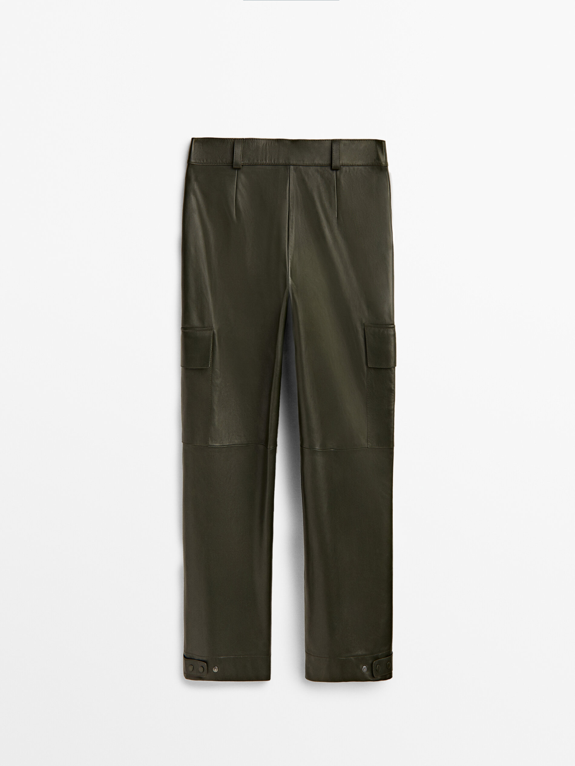 Calça cargo em couro Napa - VERDE