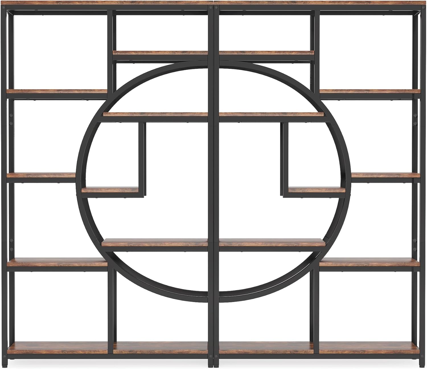 Tribesigns Bücherregal, industrielles 5-stöckiges Etagere-Bücherregal, freistehend, hohe Bücherregale, Display-Regal, Aufbewahrungs-Organizer mit 9 offenen Ablageflächen für Wohnzimmer (2 Stück)