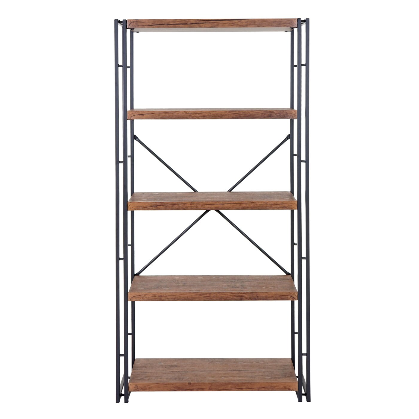 Bücherregal MCW-A27, Standregal Wohnregal, 165x80cm 3D-Struktur 5 Ebenen, Wildeiche-Optik