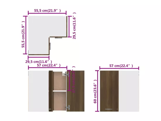 Armoire d'angle suspendue 