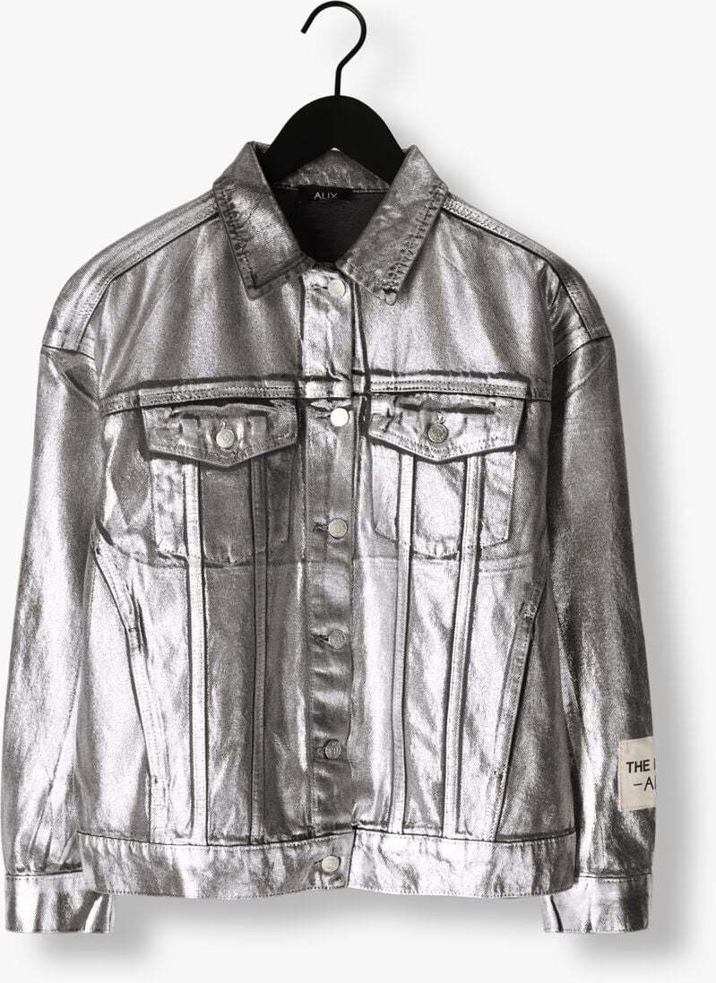 ALIX THE LABEL zilveren alix the label jack ladies woven silver denim jacket