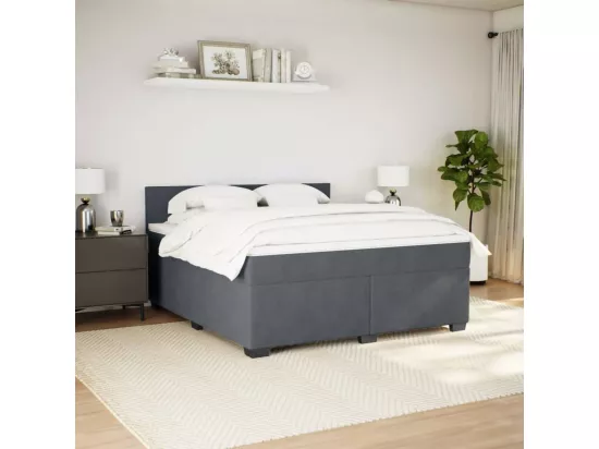 Sommier à lattes de lit et matelas Gris foncé 180x200cm Velours