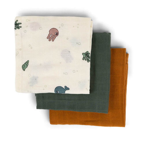 Lot de 3 langes GOTS Sea friends - DONE BY DEER