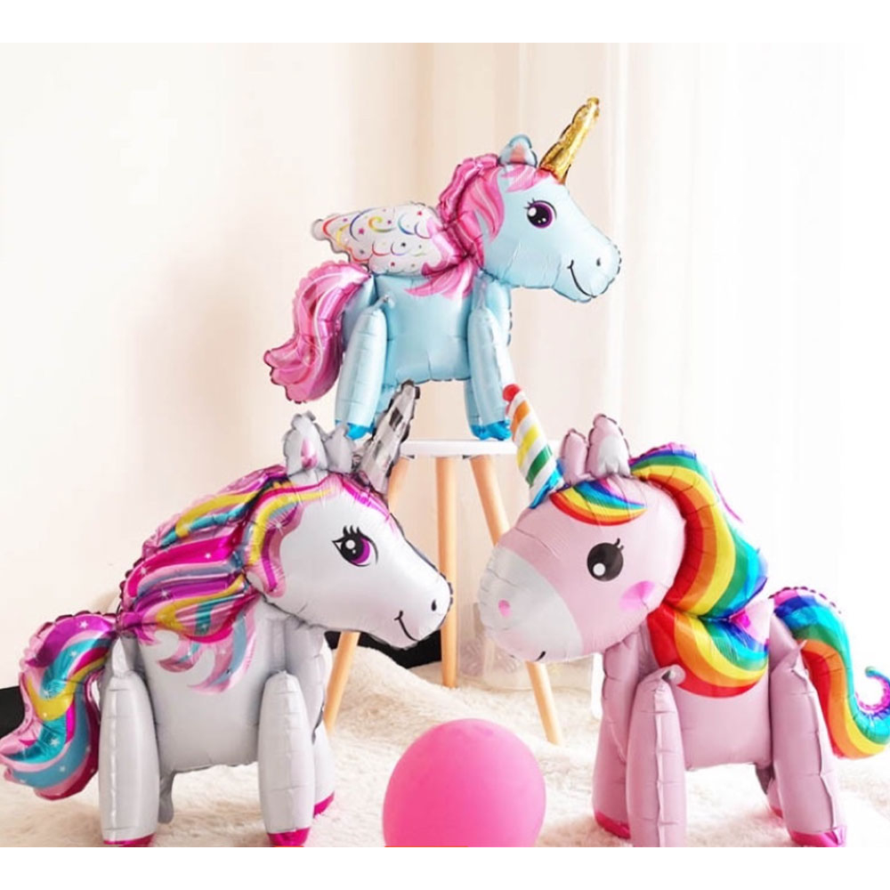 (75x65cm) Kinder Party Ballon Deko Einhorn Folienballon - Rosa / Bunt