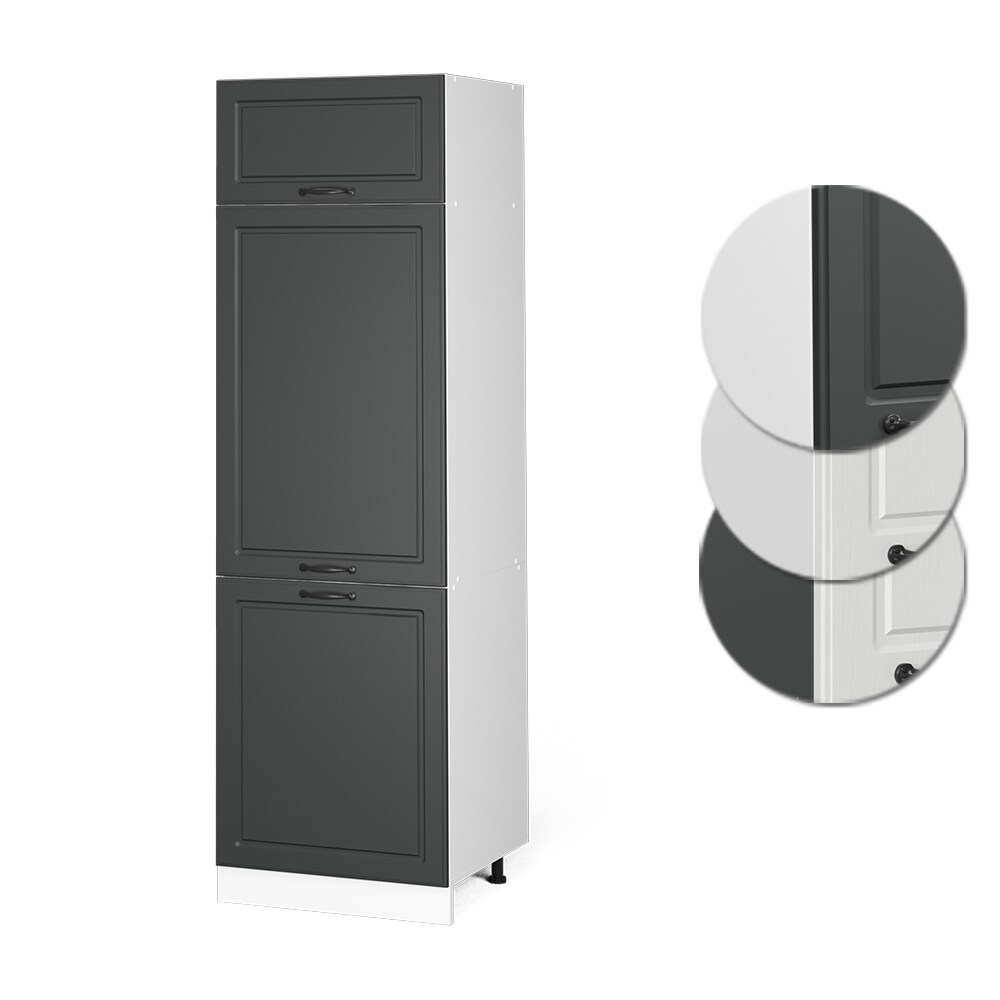 Vicco Kühlumbauschrank Küchenschrank Küchenzeile Landhaus R-Line 60 cm Weiß-Anthrazit