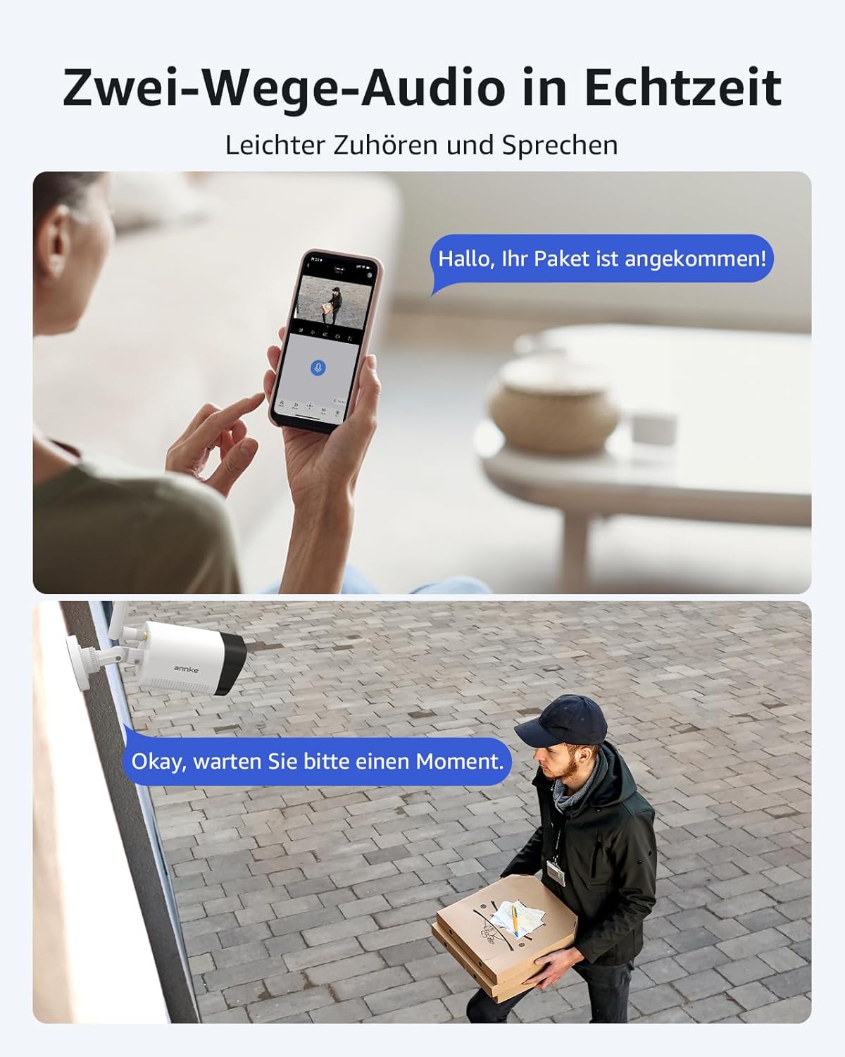 ANNKE 3MP WLAN Überwachungskamera Set Aussen, 16CH 4K NVR mit 4X 3MP WiFi Kamera, Videoüberwachung mit 1TB Festplatte, Personenerkennung, 2-Wege-Audio, 30M Nachtsicht, IP66, Kompatibel mit Alexa