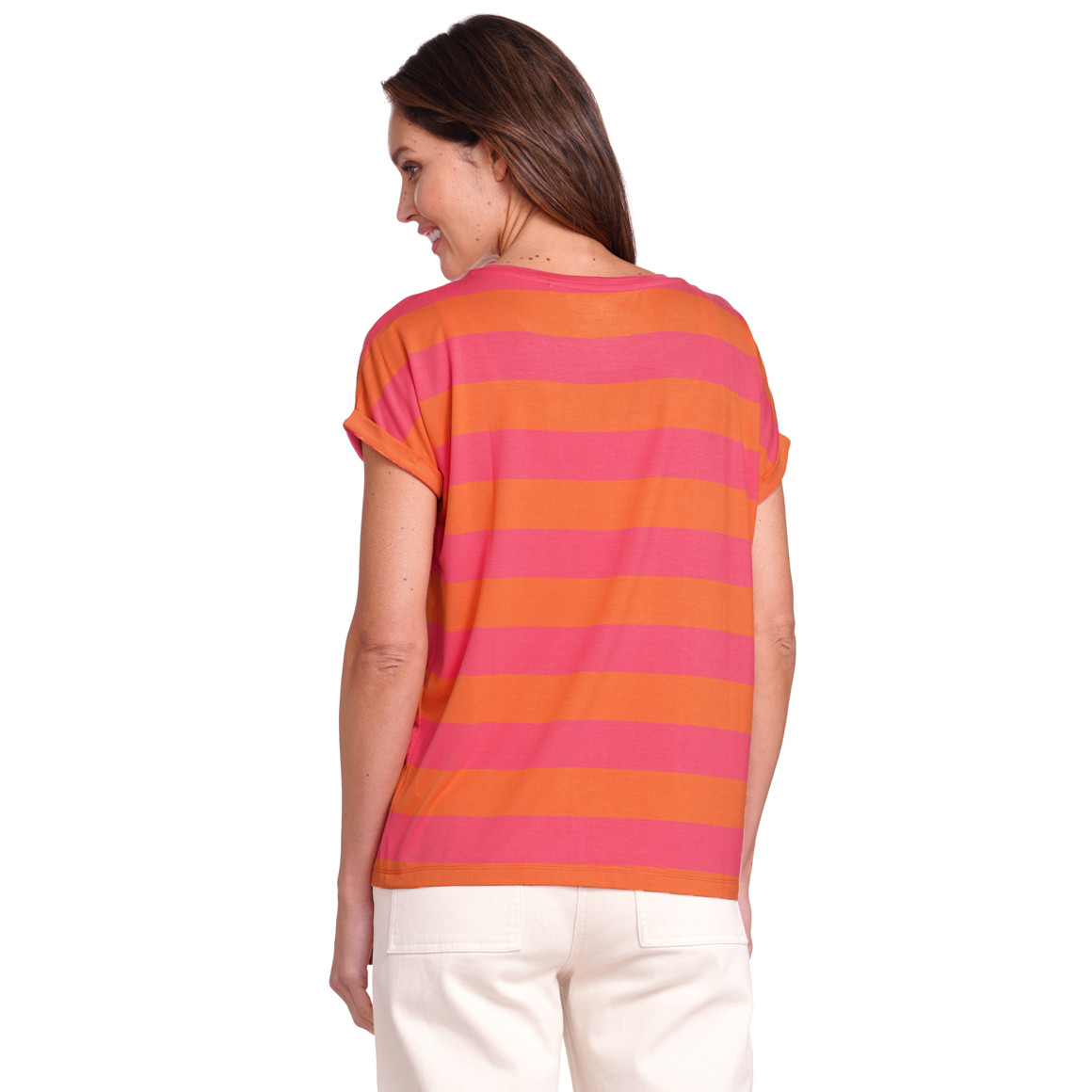 Gina Benotti Damen T-Shirt mit Streifen orange / pink