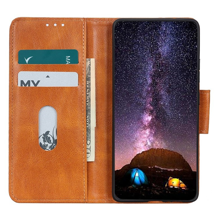 Samsung Galaxy S25 Edge Echtleder Tasche Flip Cover (RFID Schutz) - Braun