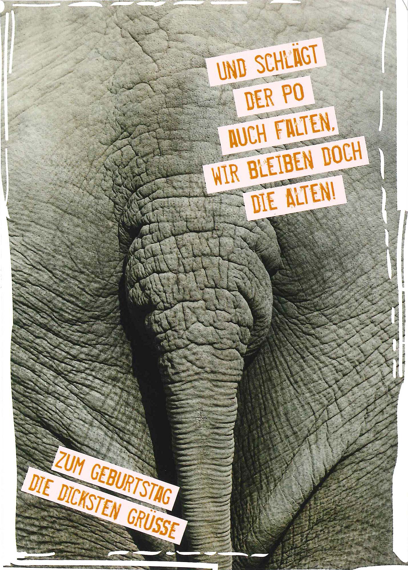 Postkarte 'Schlägt der Po auch Falten' günstig bestellen