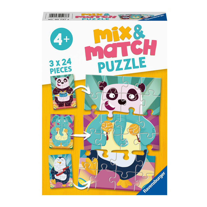 Puzzles Mix Match 3 x 24 Pièces Animaux Rigolos