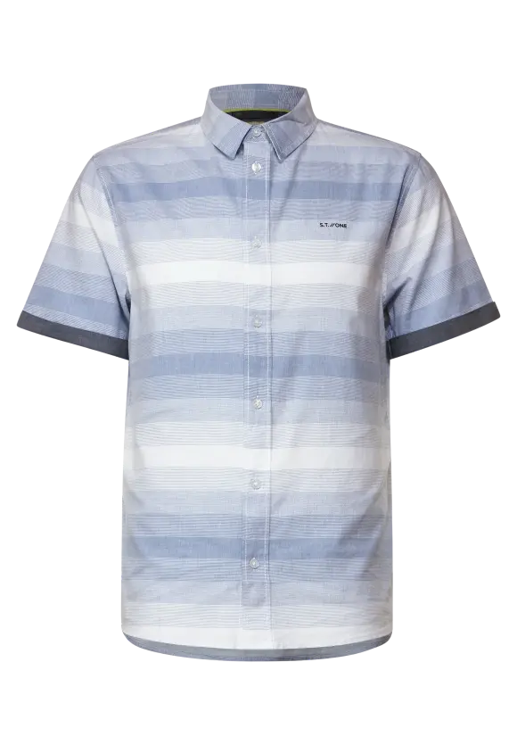 Gestreiftes Kurzarmhemd - steel blue