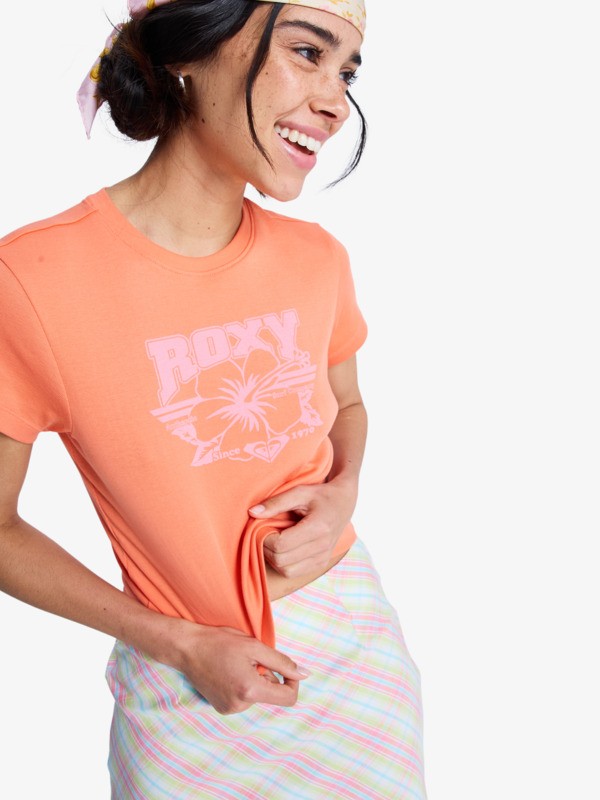 Beach Love T-shirt court Orange Femme