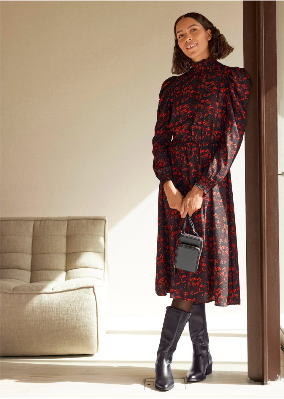 Robe midi à motif floral
