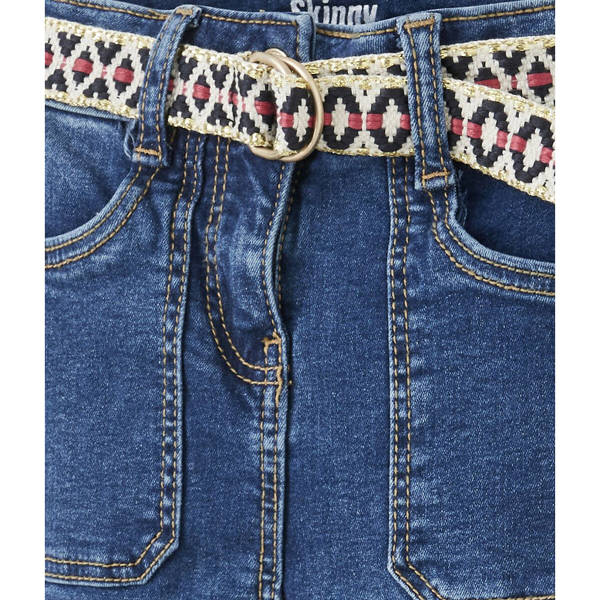 TAPE A L'OEIL<br>Calça jeans skinny com cinto trançado