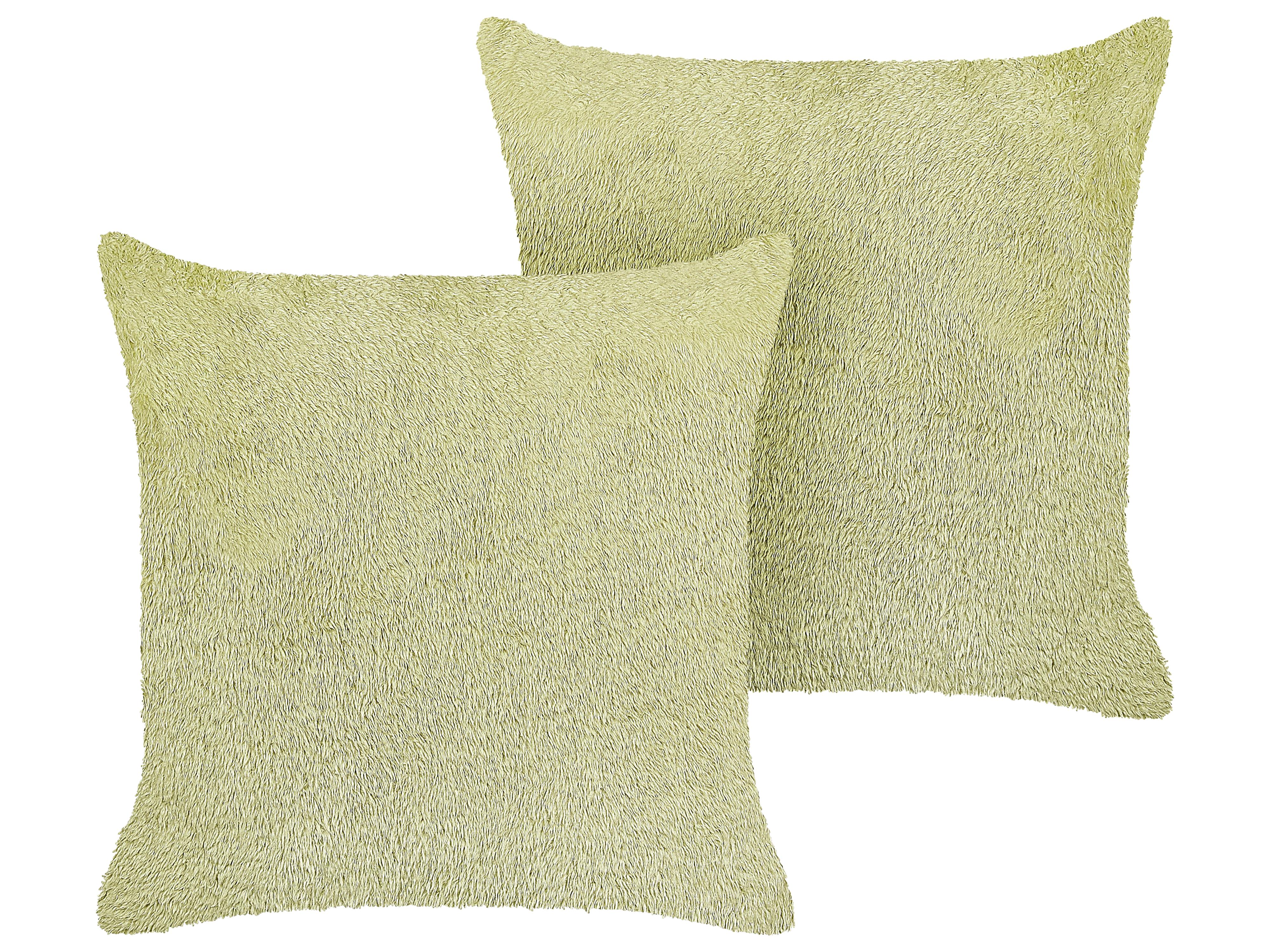 Set van 2 sierkussens PILEA Nepbont 45 x 45 cm Lichtgroen effen