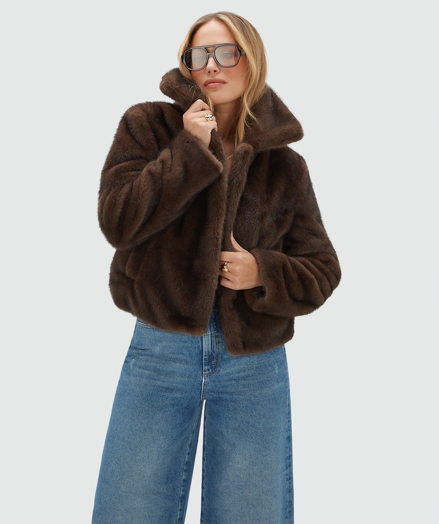 JV-LOVISA regular faux fur jas - soft brown