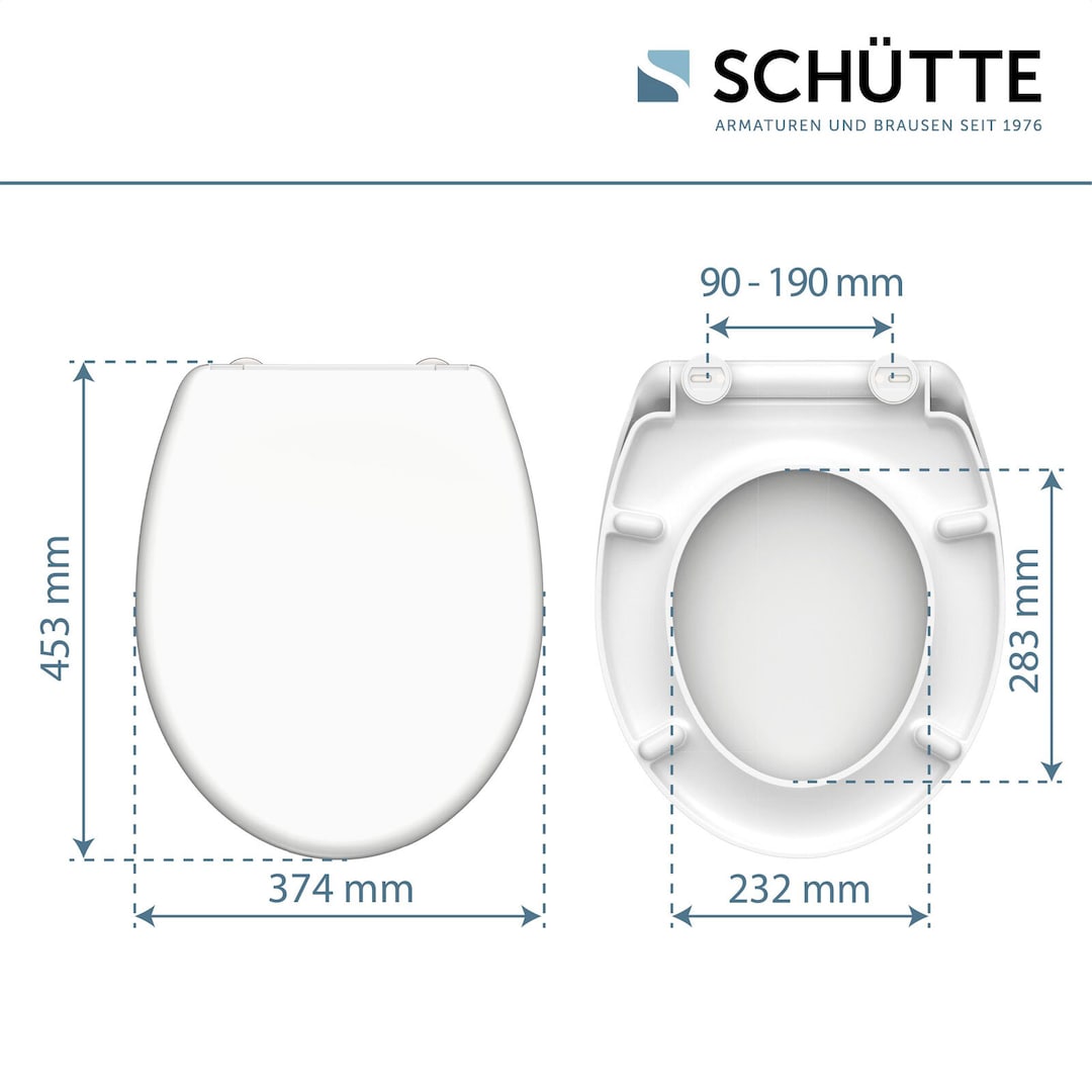 SCHÜTTE WC-Sitz Weiß Duroplast Absenkautomatik Schnellverschluss Befestigungsmaterial