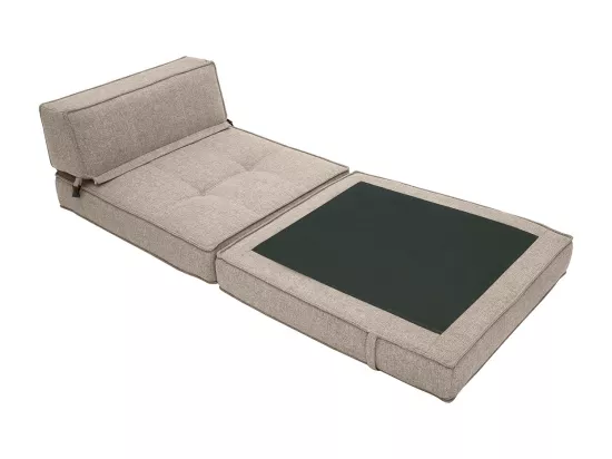 Chauffeuse 1 place convertible en tissu taupe KATY