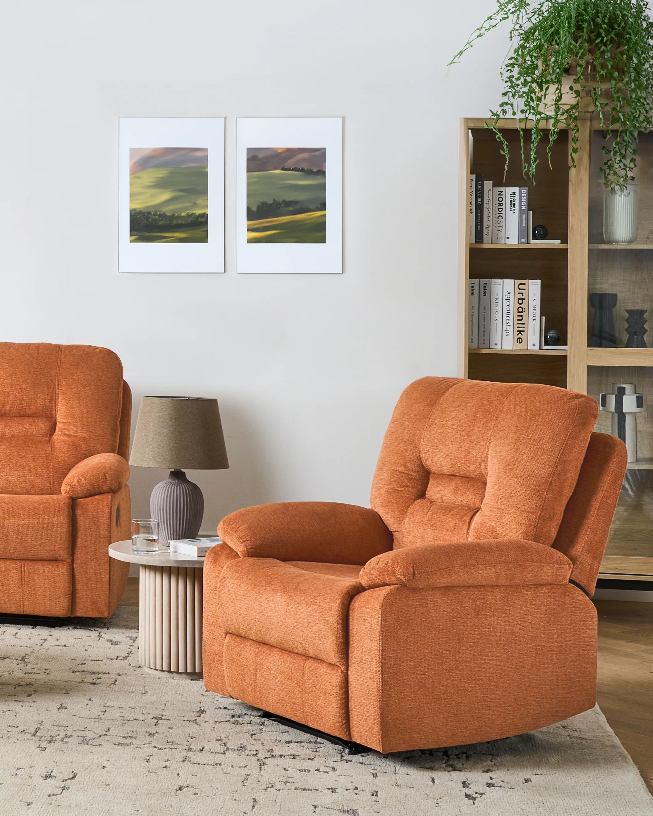 Relaxfauteuil BERGEN inclusief voetensteun Stof Oranje