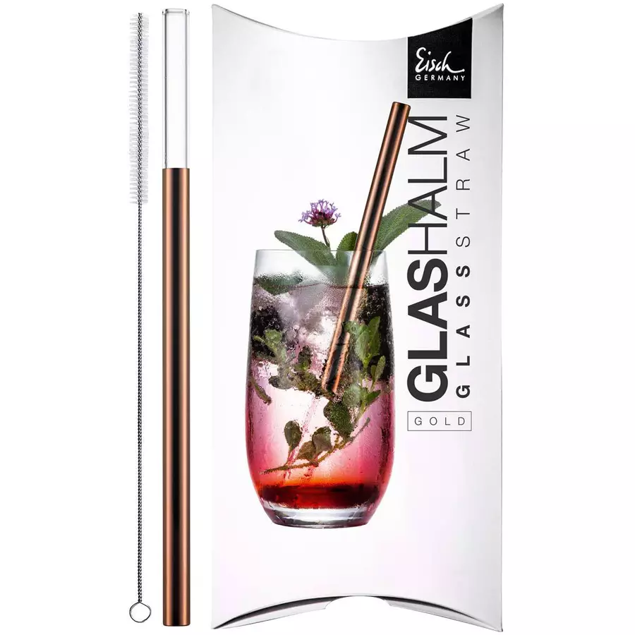 Eisch Glas-Trinkhalm Gentleman 20 cm kupfer
