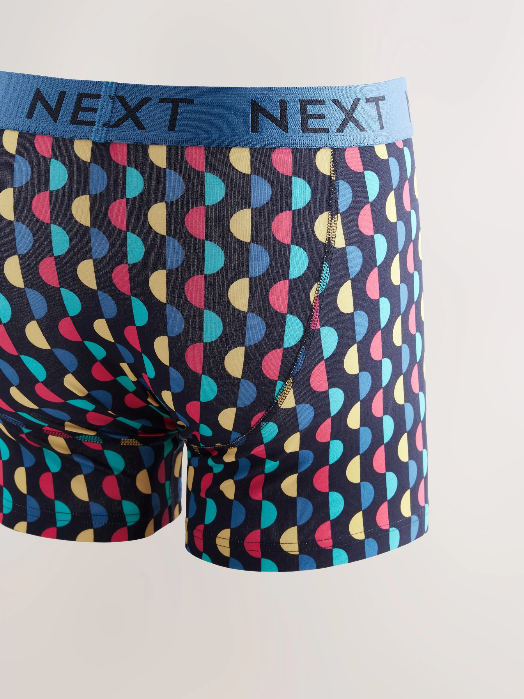 Marineblauwe kleur met opvallende stippen en strepen - Verpakking van 10 - Boxershorts met A-voorkant