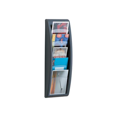 Présentoir mural Quick Fit pour documents A5 - 5 compartiments - anthracite/transparent