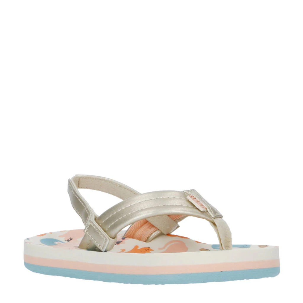 Reef Little Ahiteenslippers met hielbandje goud