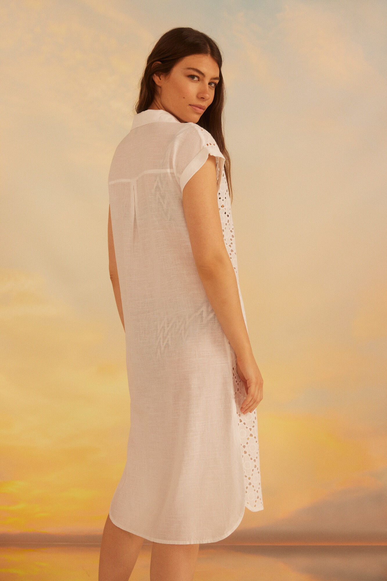 Caftan longo bordado - Branco