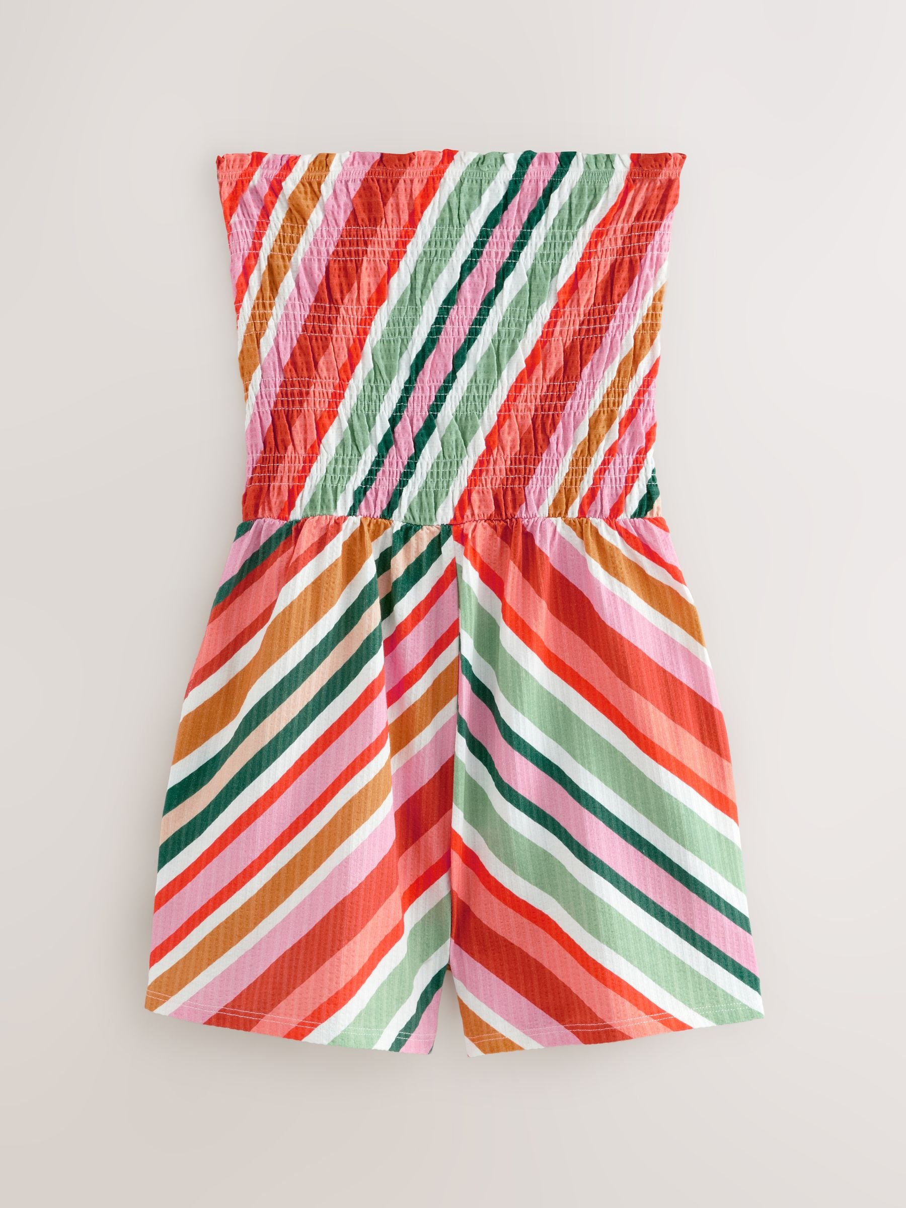 Roze/oranje - Bandeau playsuit met plooien
