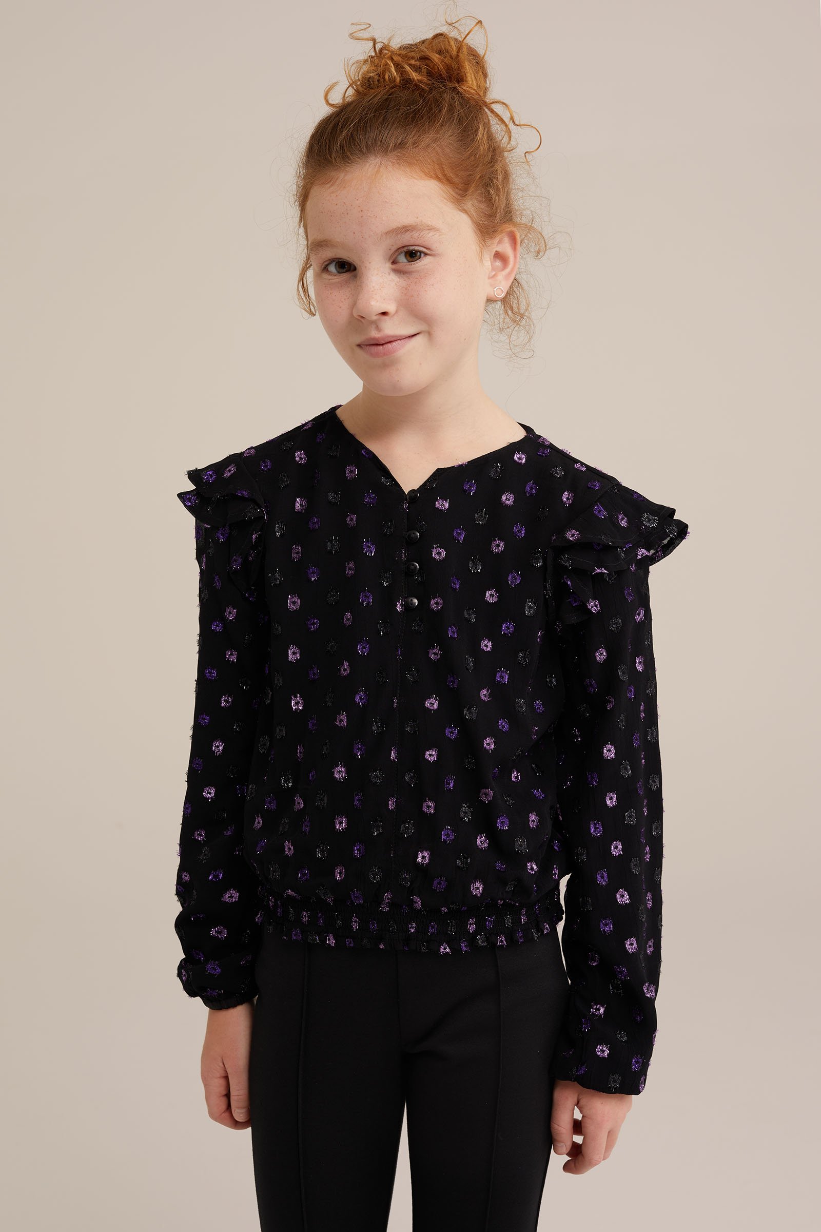 Dames blouse met dessin WE Fashion Paars