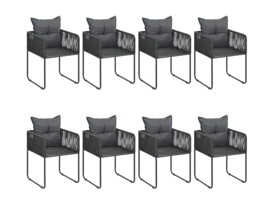 Salon de jardin 9 pcs PVC Résine tressée Noir et marron