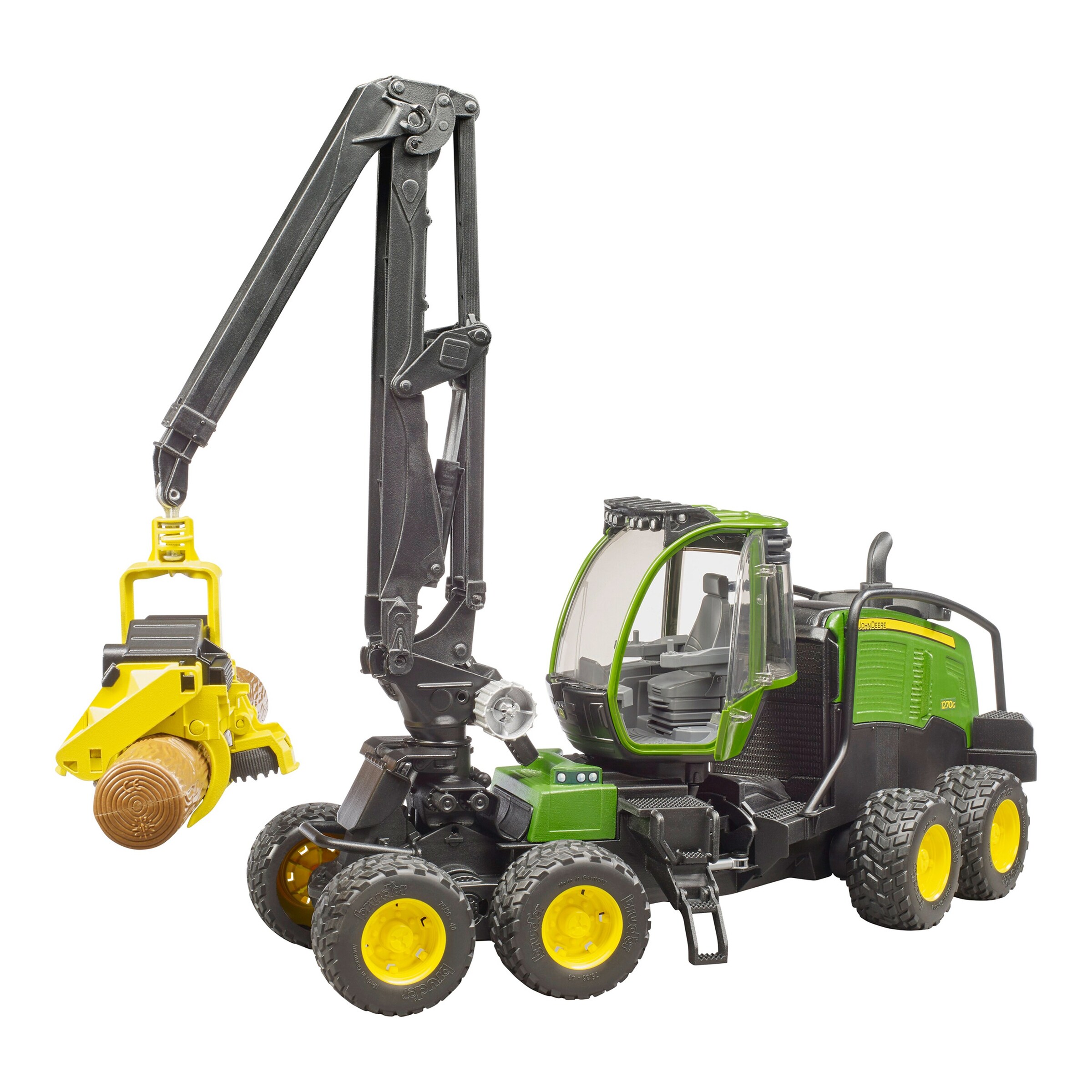 bruder Erntemaschine Harvester John Deere 1270G mit Baumstamm