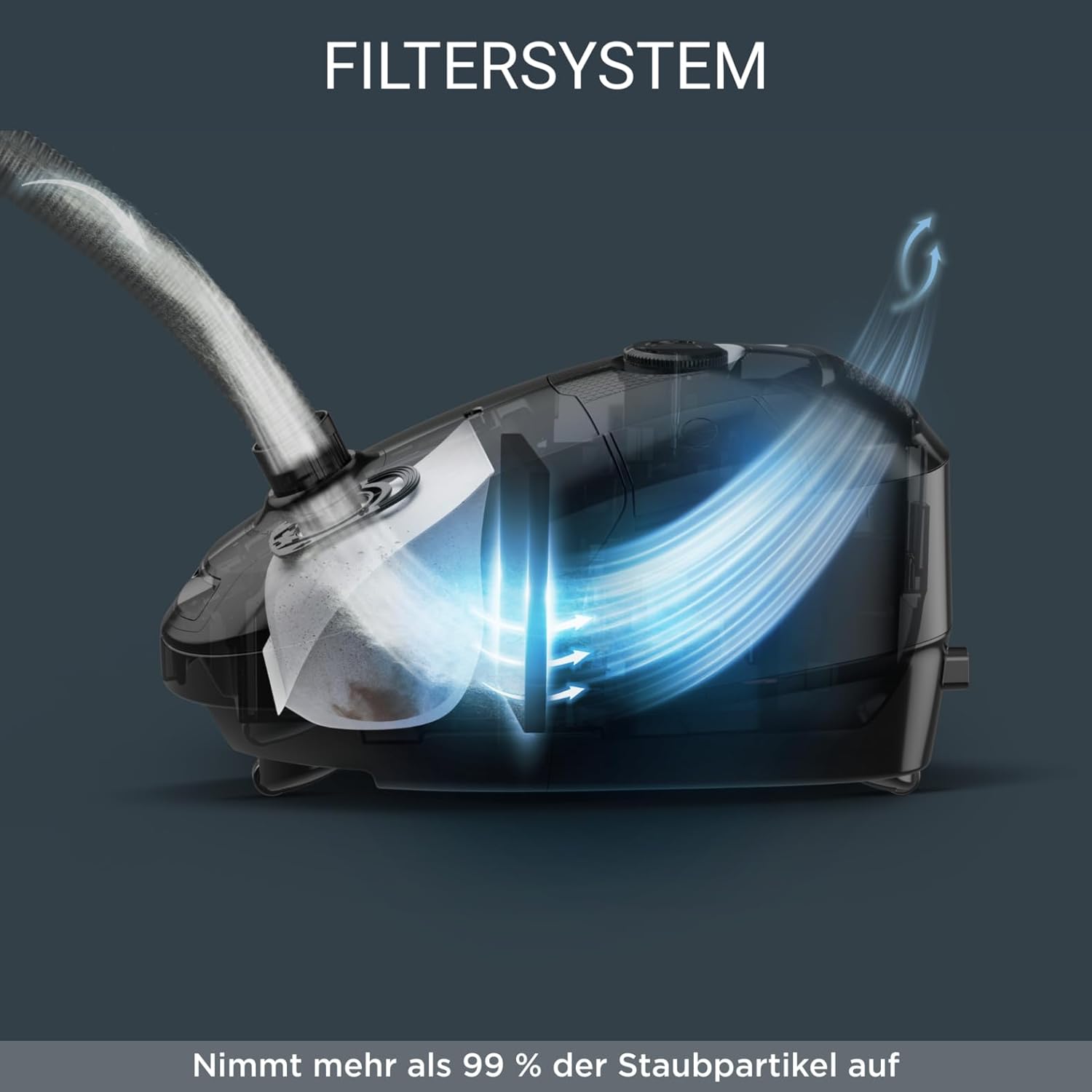 Rowenta Bodenstaubsauger mit Beutel, RO3126 Power XXL, Dunkelblau/Grau