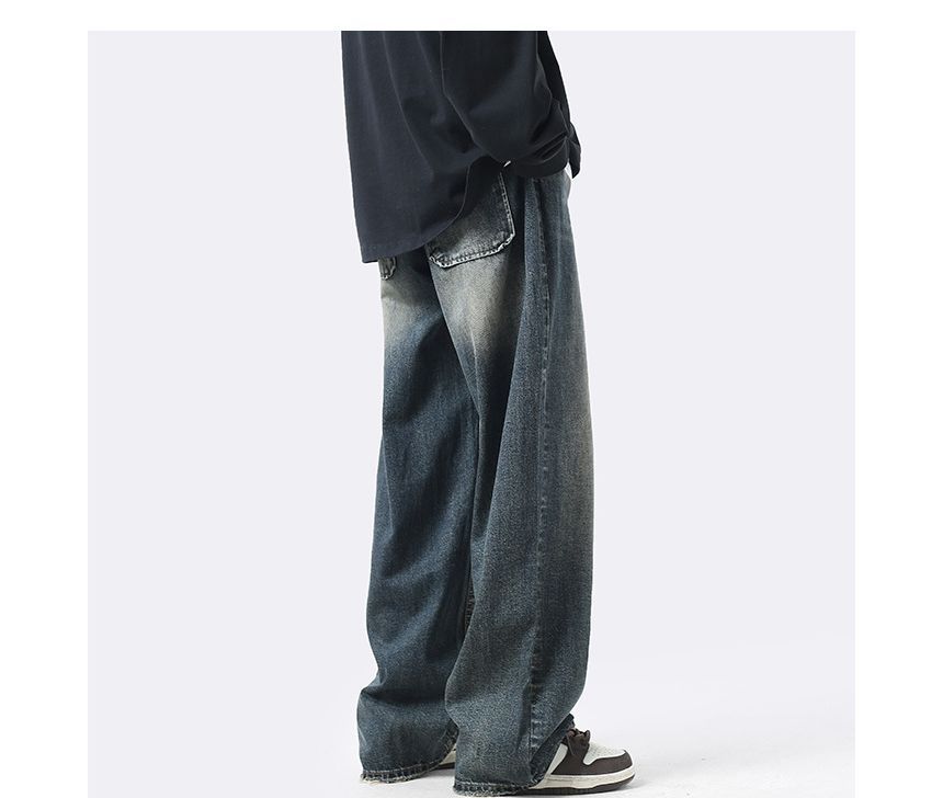 Savenne - Mid Rise Washed Straight Leg Jeans