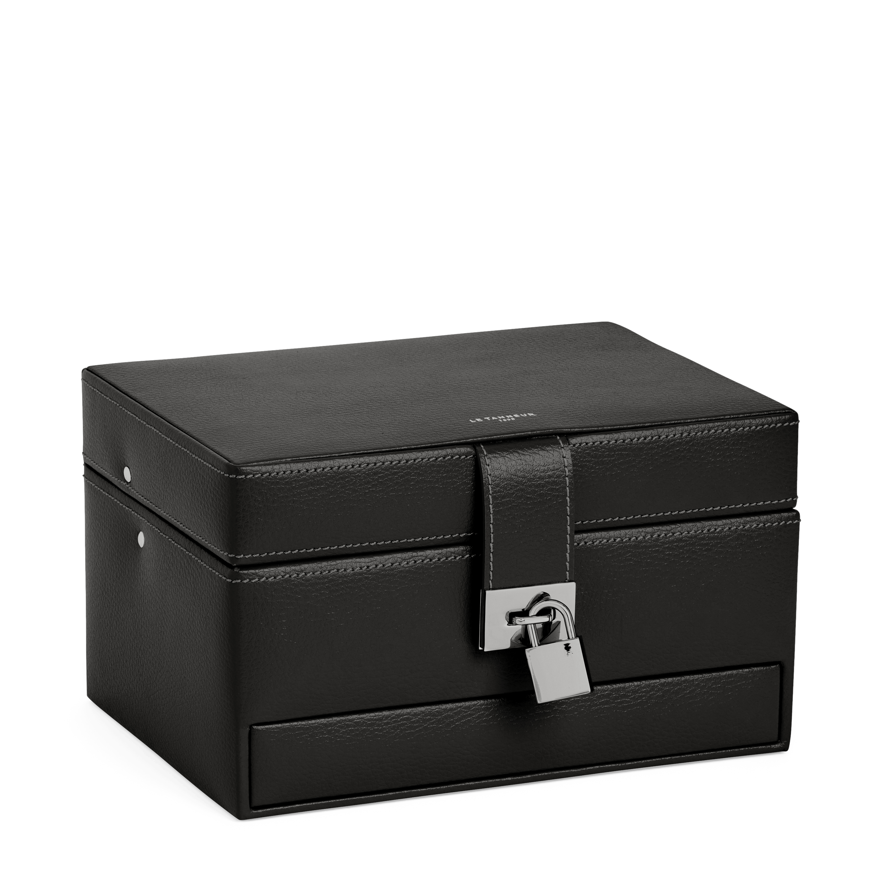 Boîte à bijoux moyen format en cuir | Noir