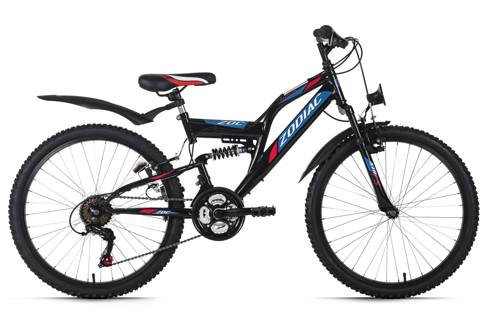 KS Cycling Kinder-Mountainbike FULLY ATB 24'' ZODIAC - schwarz-rot - 38 cm Rahmenhöhe