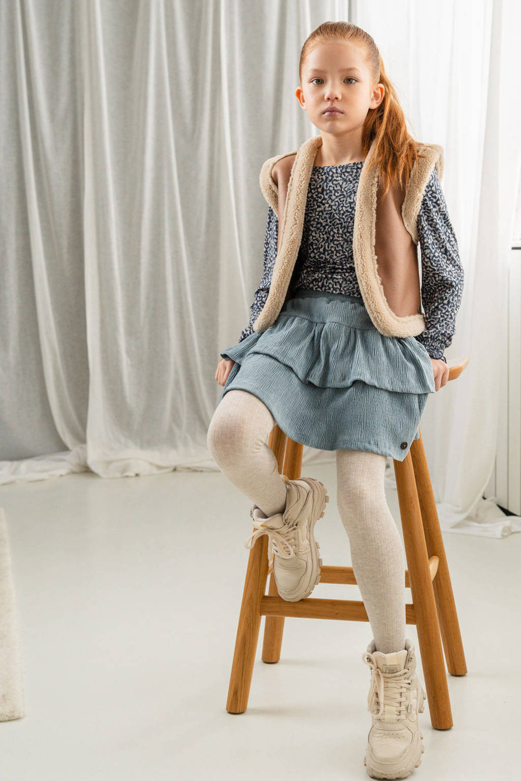 Like Flo reversible gilet Dewi cognac/ecru