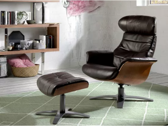 Pouf pivotant rembourré en cuir 5035 ANGEL CERDA