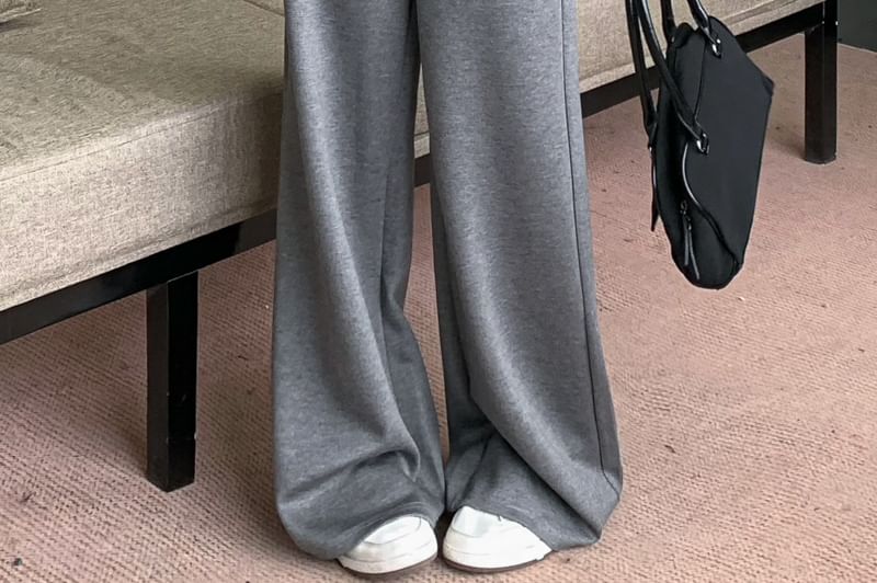 Beem - Effen broek met wijde pijpen en trekkoord in de taille
