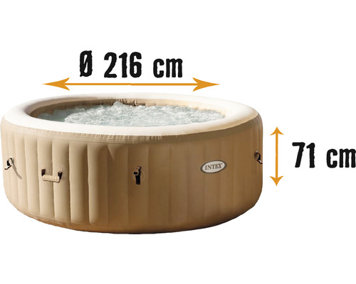 Vervangend zwembad voor Intex Pure Spa opblaasbare hottub 128408GN Sahara, buitendiameter 216 x hoogte 71 cm, inhoud 1098 l, voor maximaal 6 personen