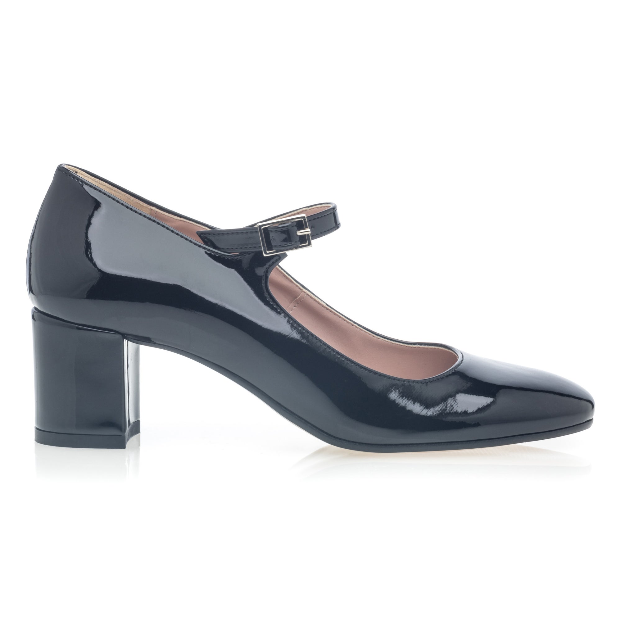 Babies à talon Femme noir vernis
